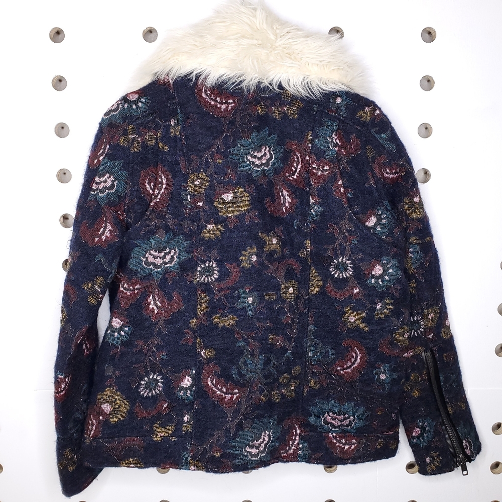 NEW Free People Faux Fur Jaquard Paisley Coat - Picture 9 of 9